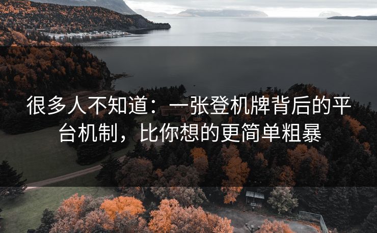 很多人不知道：一张登机牌背后的平台机制，比你想的更简单粗暴