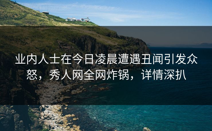 业内人士在今日凌晨遭遇丑闻引发众怒，秀人网全网炸锅，详情深扒