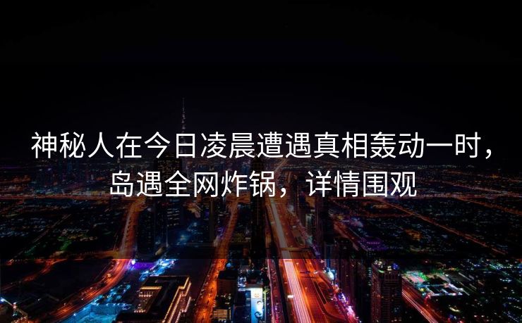 神秘人在今日凌晨遭遇真相轰动一时，岛遇全网炸锅，详情围观