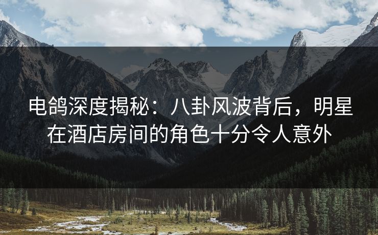 电鸽深度揭秘：八卦风波背后，明星在酒店房间的角色十分令人意外