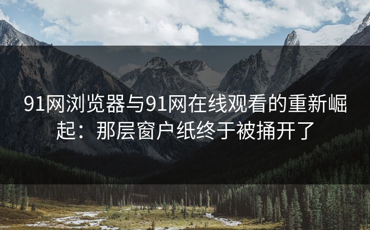 91网浏览器与91网在线观看的重新崛起：那层窗户纸终于被捅开了